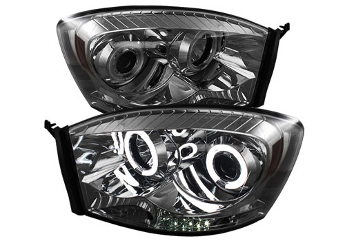 Spyder CCFL Projector Smoked Headlights 06-08 Dodge Ram - Click Image to Close